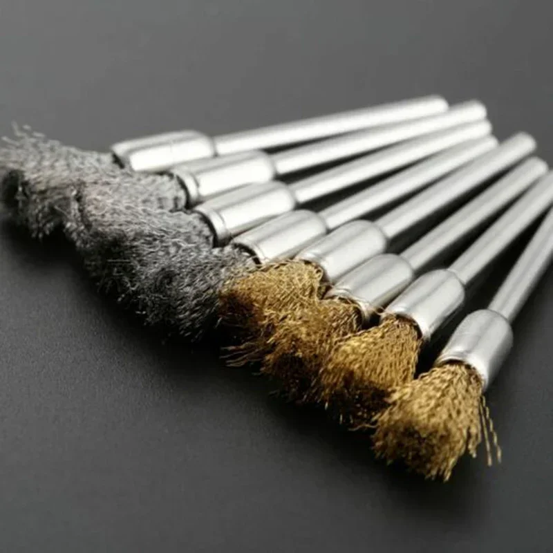 24Pcs 브래스 경감 님이 강철 와이어 브러쉬 세트 다이 그라인더 로타리 금속 녹 제거 브러시 전원 로타리 도구에 대한 연마 휠