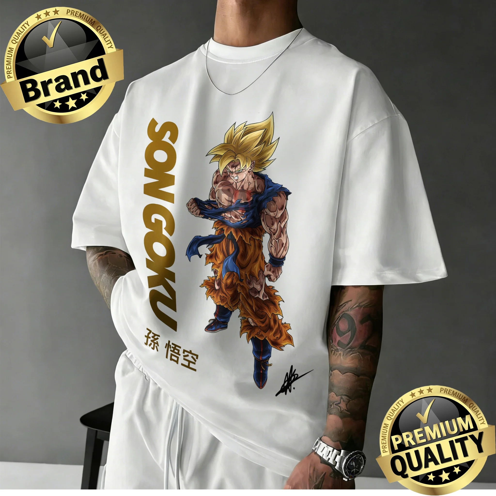 2026 Neuerscheinung Dragon Ball Übergroßes T-Shirt |   Son Goku Super Saiyan Retro Grafikdruck 100% Baumwolle Casual Y2k T-Shirt für die Familie