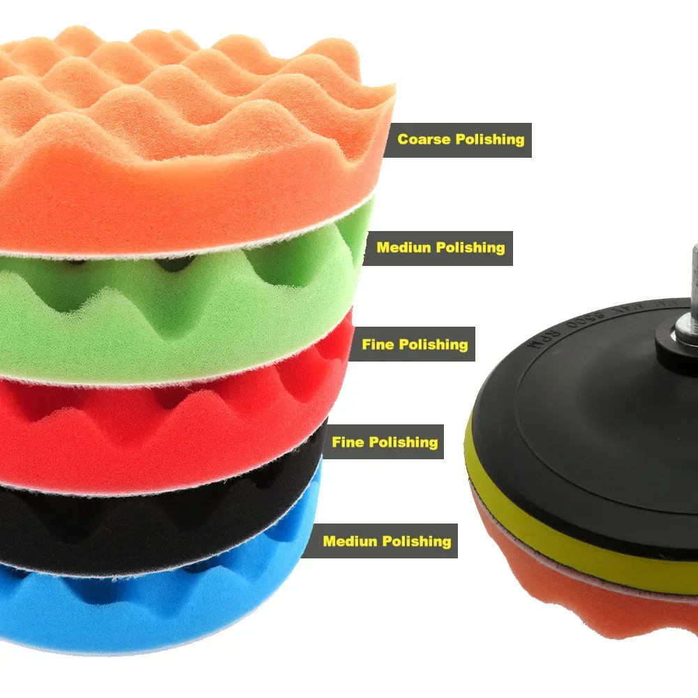 

8 шт., набор полировальных подушечек, резьба 3/5/7 дюймов, комплект полировальных подушечек для авторемонта, для автомобиля, полировщик + адаптер для дрели, аксессуары для электроинструментов