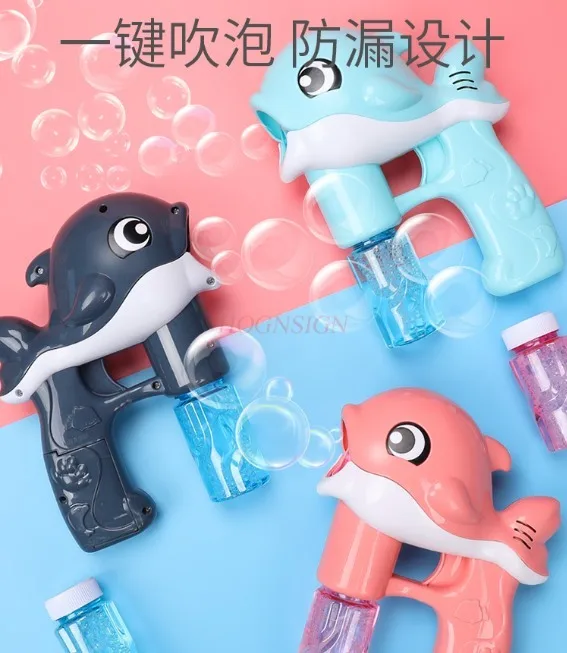 Popular handheld automatic bubble blowing children's toy dolphin machine with fully automatic bubble gun