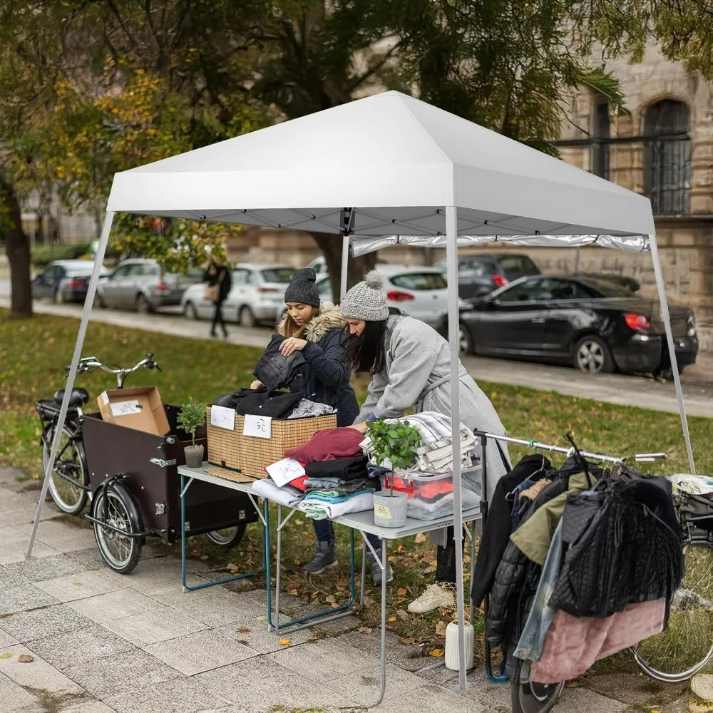 6'x6' Pop Up Canopy Tent Commercial Instant Gazebo Tent, Waterproof & UV Protection Canopy Tent with Slant Legs & 1pc sidewall