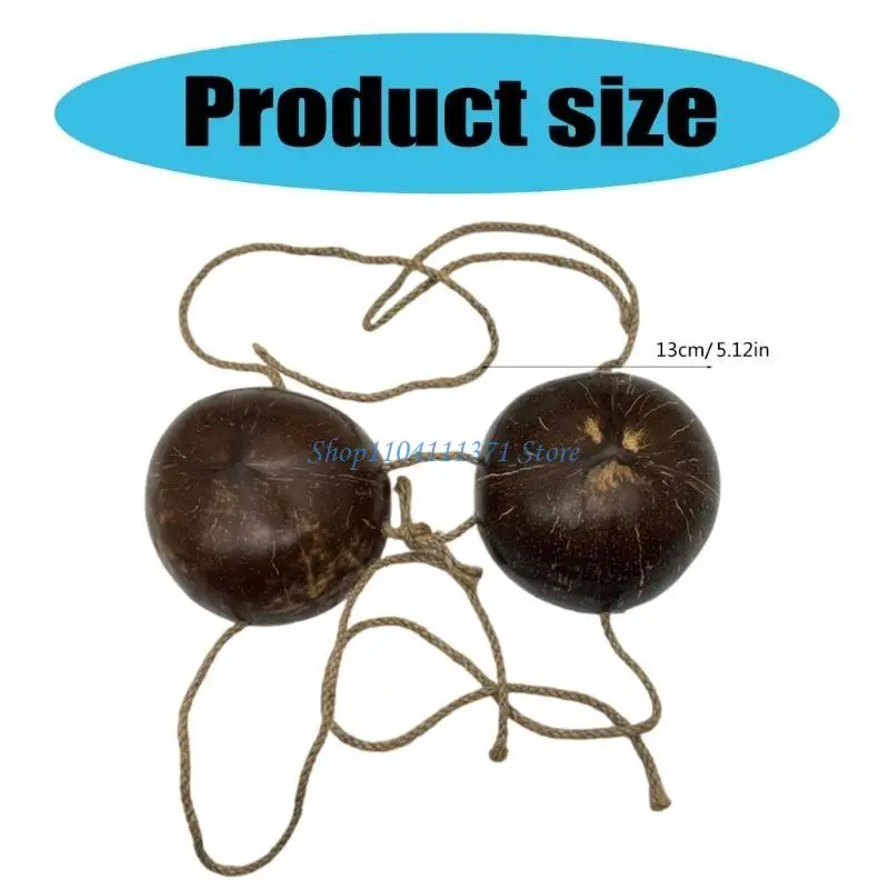 P9FC Woman Coconuts Bra with Cord Novelty Bra Top Coconuts Shell Lingerie Top view 6