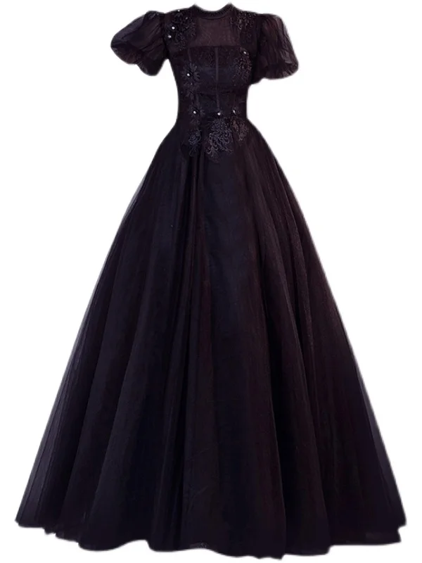 Gaun Pesta Hitam Ukuran Besar 15 Tersedia, Gaun Quinceanera Model Ball Gown Putri, Dapat Dipesan Sesuai Ukuran