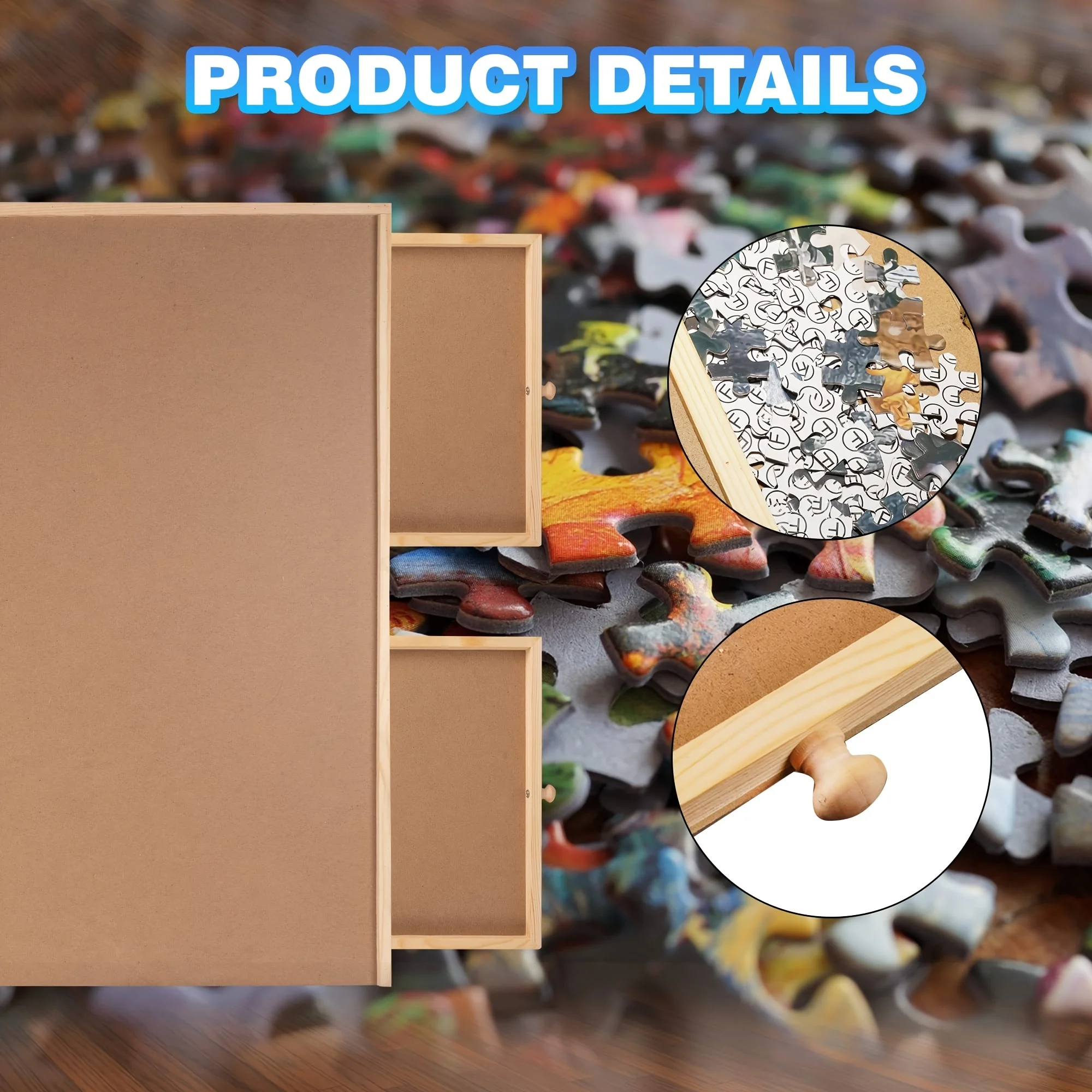 1500 Piece Wooden Puzzle Board with Drawers, 27
