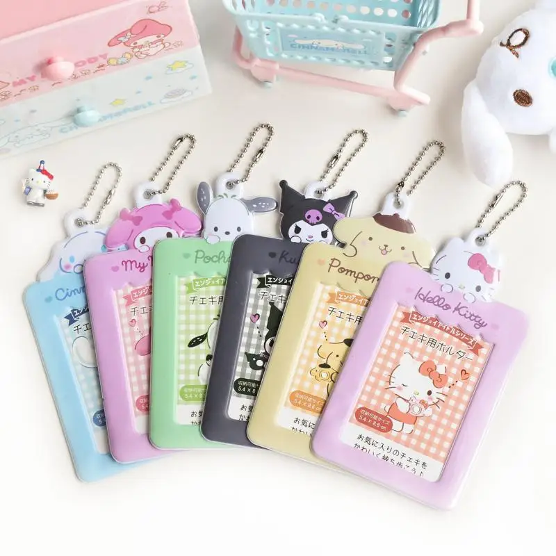 

Kawaii Sanrioed Card Cover Hello Kitty Pochacco Kuromi Cinnamoroll Purin Card Holder Idol Star Photo Card Case Pendant Girl Gift