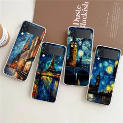 Starry night van gogh Phone Case For Samsung Galaxy Z Flip 3 4 5 Hard Folding Clear PC Bumper For Samsung Z Flip3 Back Cover
