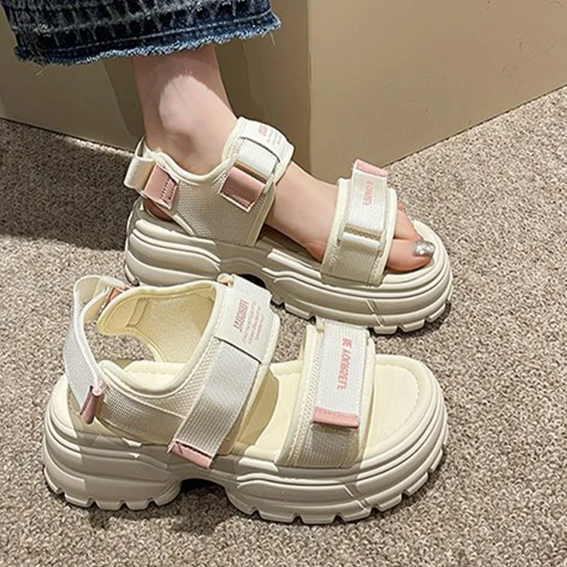 

Sports Flat Bottom Ladies Sandals 2025 New Spring And Summer Casual Muffin Pop Models Soft Bottom Heightening Sandals