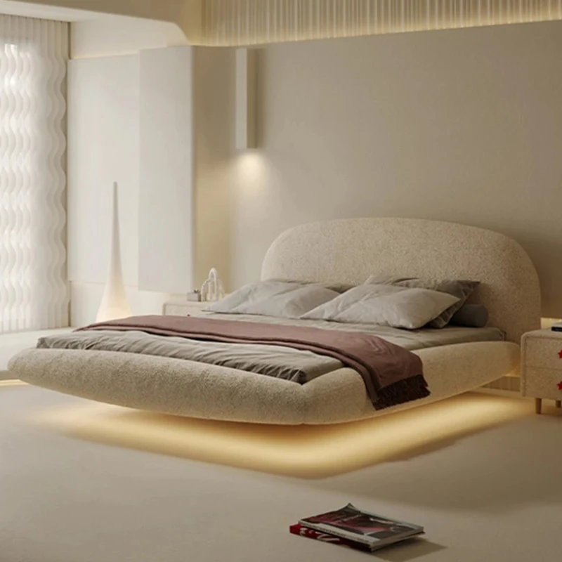 

White 200×180cm Double Beds Set Velvet Modern Girls Sleeper Cabinets Bedroom Beds Adults Queen Double Camas Furnitures