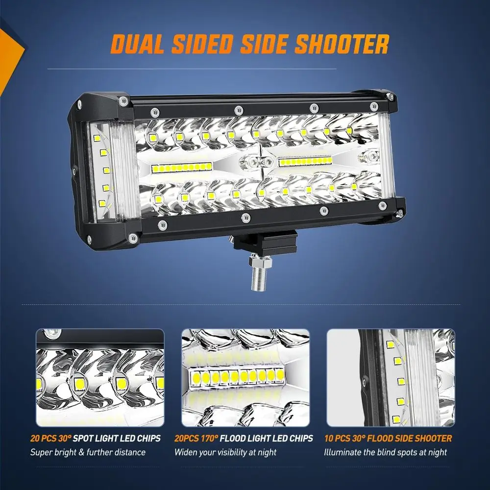 Kit combinato barra luminosa a LED a tripla fila per veicoli fuoristrada - Confezione da 2 con cablaggio per camion, SUV, ATV e UTV