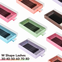 DIYDAY extensión de pestañas en forma de W prefabricada 3d 4d 5d 6d 7d 8d pestañas postizas de visón BASF PBT pestañas postizas de aspecto Natural