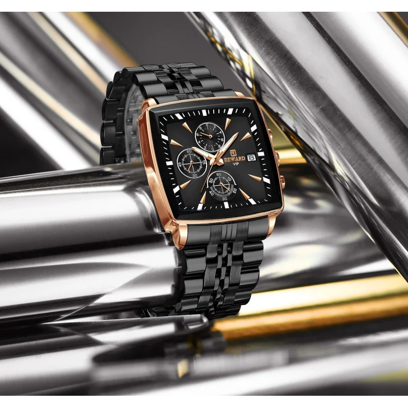 RewardHigh-End สมาร์ทนาฬิกาผู้ชาย Multi-Function Timing Energy ธุรกิจนาฬิกาผู้ชายกันน้ําปฏิทินส่องสว่างเข็มขัดเหล็กแข็ง