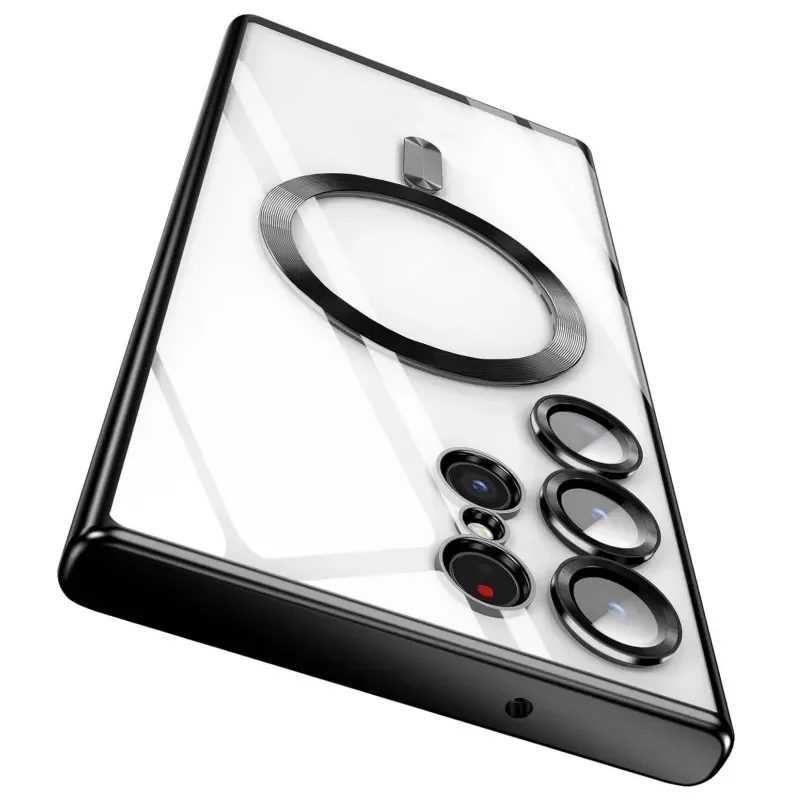 Soft Shockproof Plating Magnetic Case For Magsafe Samsung Galaxy S26 S25 S24 S23FE S22 S21 Note20 Ultra Plus With Lens Protector