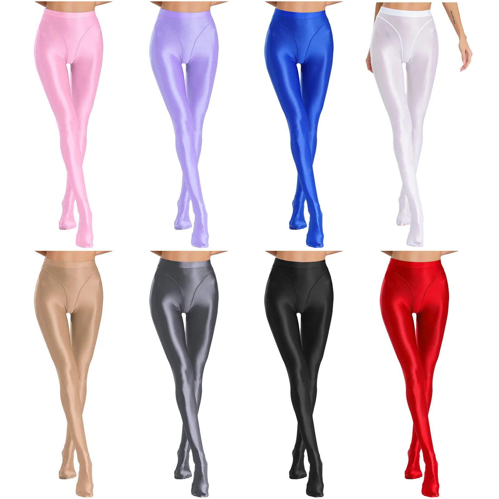 Women Yoga Workout Smooth Pantyhose Silky Skinny High Waist Gym Leggings Pants Dance Gymnastic Fitness Sport Underpants Trousers