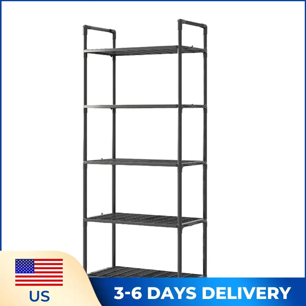 

5-ярусная регулируемая стеллажная система для хранения, грузоподъемность 30 кг, напольная полка для кухни, кладовой, ванной, прачечной, гаража