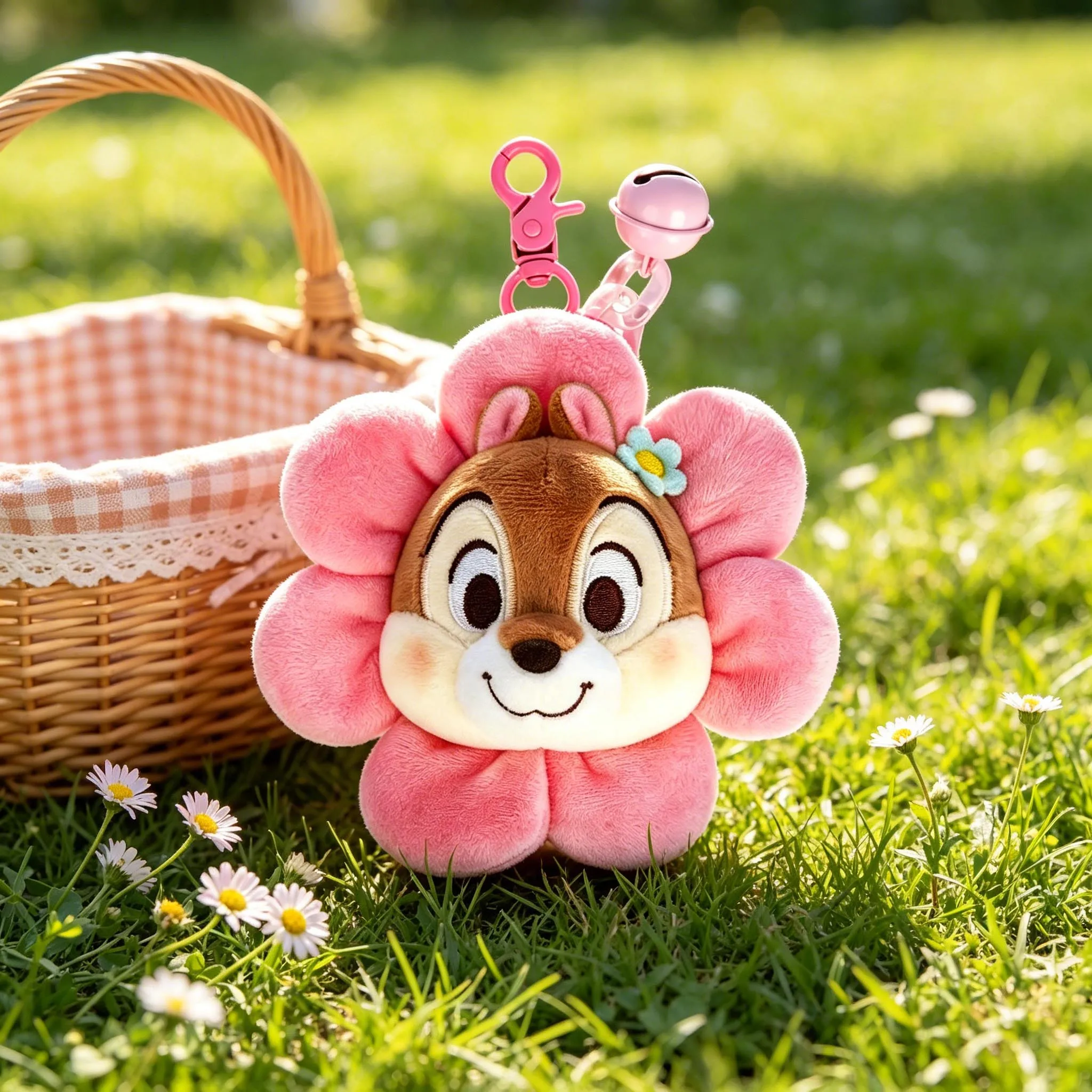 

Official Licensed Disney Chip N Dale Flower Plush Keychain 11cm Cute Squirrel Soft Stuffed Doll Bag Pendant Kawaii Key Ring for