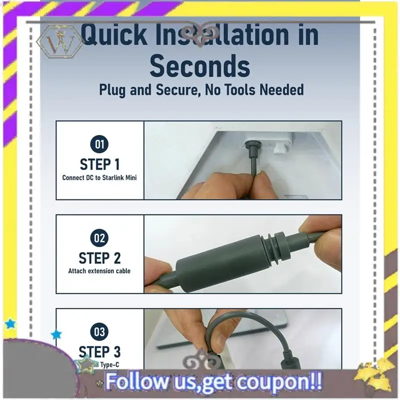 

AU33-USB C To DC Extension Cable 18CM, Waterproof For Starlink Mini Power Converter Adapter, USB C Power Cable
