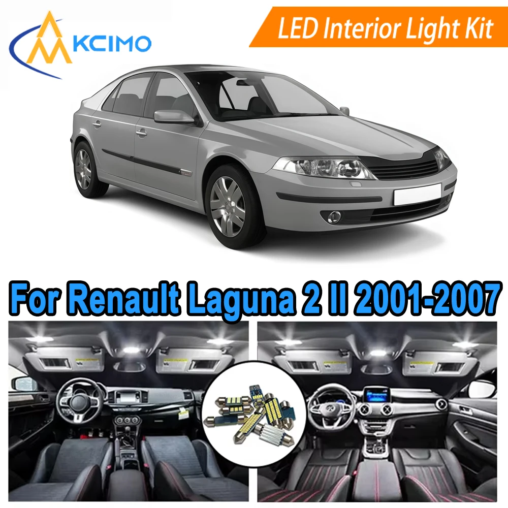 

LED Interior Light Bulb Kit For Renault Laguna 2 II MK2 (2001-2007) Dome Map Door​ Interior Light Replacement Super White/Blue