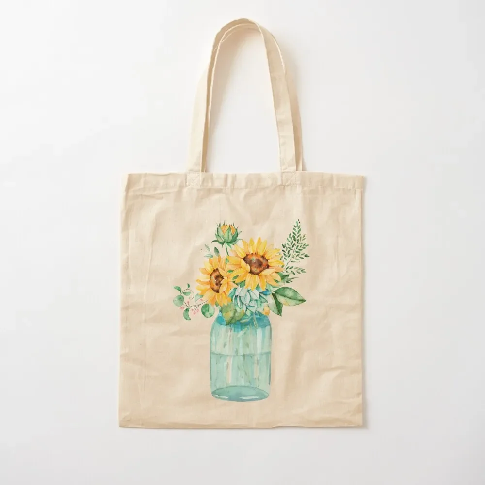 

Sunflowers, Mason jar, sunflower bouquet, watercolor, watercolor sunflowers Tote Bag custom fabric bag shoping bag