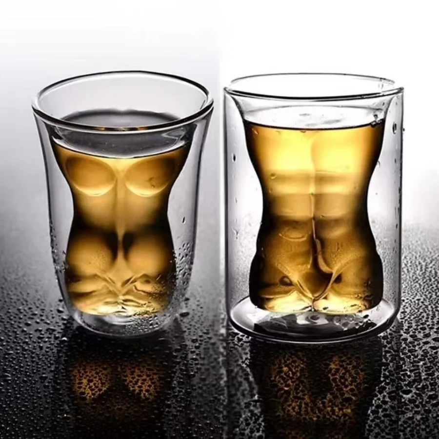 

Creative Transparent Beer Glass Body Shape Glass Cup Whiskey Glasses Wine Shot Glass Cup Sexy Lady Men Body Shape Chest Beer Cup