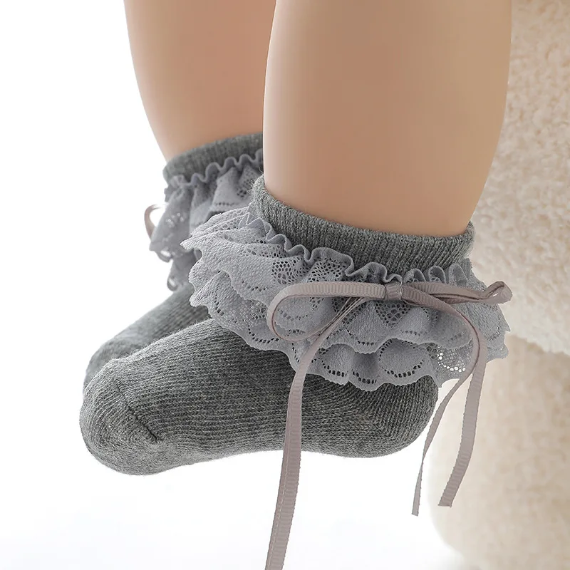 2024 New Girls' Socks Delicate Lace Bow Children's Lace Socks Multi-color Optional Baby Princess Wind Soft Socks Baby Accesories