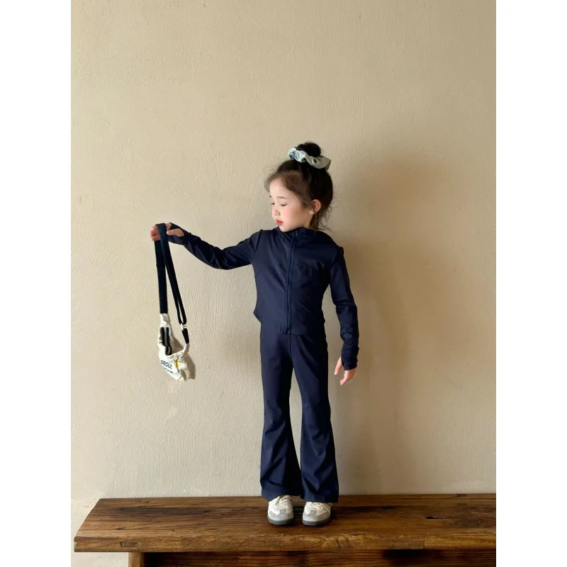 2025Autumn New Children's Clothing Children's Clothing Girls outdoor running exercise yoga suit Children's Set