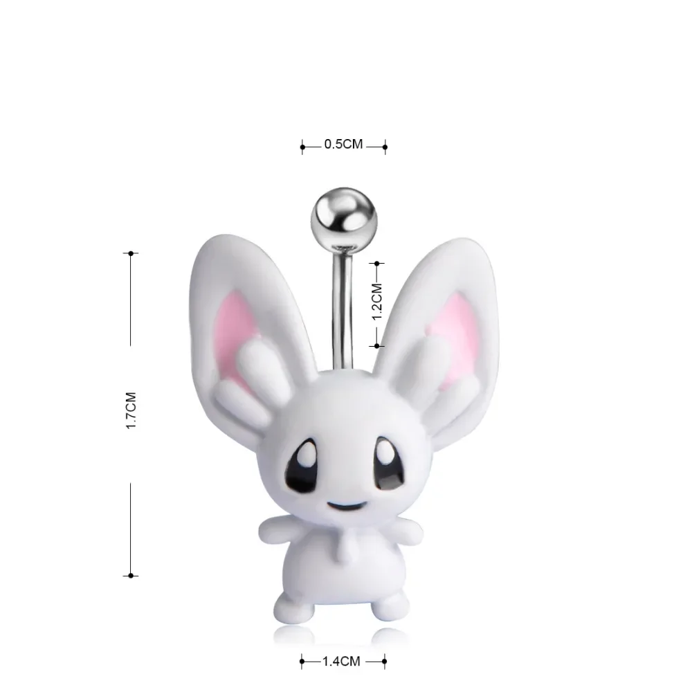 Blucome Rabbit Shape Navel Belly Button Rings For Women Summer Kawaii Animal Body Piercing Jewelry Bikini Tragus Nombril Ombligo