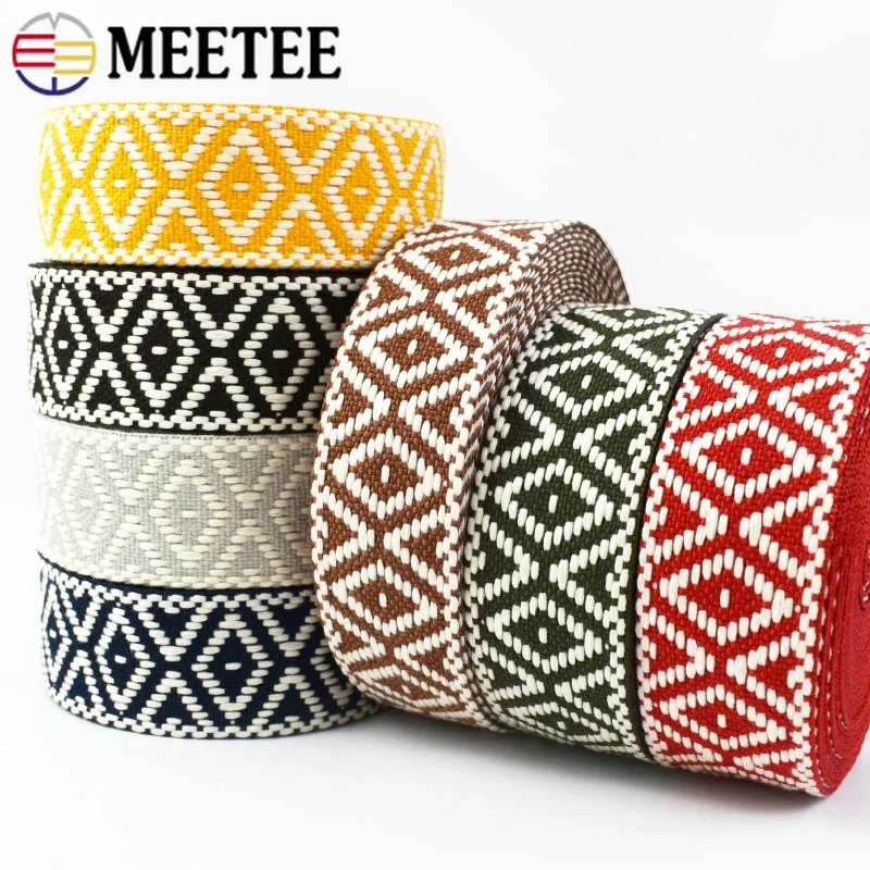 3/5/10M Meetee 38mm Jacquard Webbing Decorative Ribbons for Sewing Bag Strap Lace Ribbon Clothes Braid Belt Tape Accessories