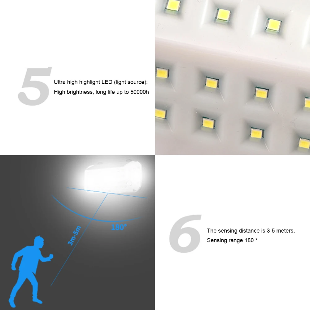 54LED Solar Powered Wall Lights Outdoor Human Body Motion Sensor Garden Park Street Lighting Solar Outdoor Lighting