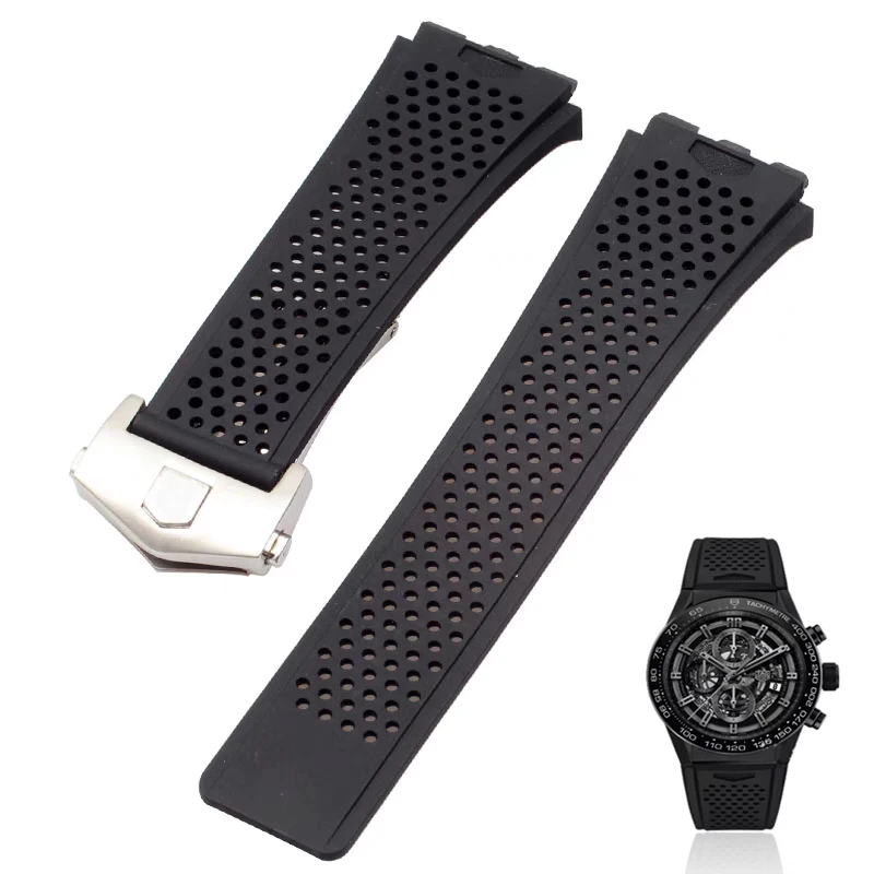 Premium-Grade Silicone Suitable For TAG HEUER Carrera Series watch Strap for Men\'s Concave Convex Interface Watchband Bracelet