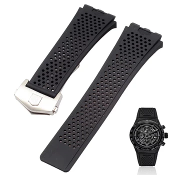 Premium-Grade Silicone Suitable For TAG HEUER Carrera Series watch Strap for Men's Concave Convex Interface Watchband Bracelet