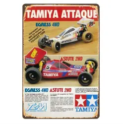 Vintage Rc Car Metal Sign Poster - Tamiya Agress Asture Buggy - 20x30cm