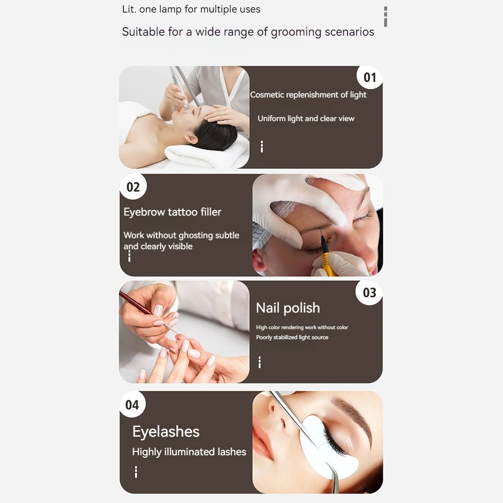 

Half Moon Light Cool/Warm Light U-Shaped Beauty Lamp Adjustable Angle Dimming Fill Light for Eyelash Techs & Lash Artists