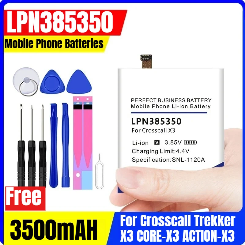 

High Quality LPN385350 3500mAH Mobile Phone Batteries for Crosscall Trekker X3 CORE-X3 ACTION-X3 + Tool