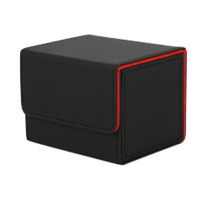 Hot kf-4X Card Box Side-Loading Card Box Deck Case For Mtg Yugioh Card Binder Holder 100+,Black Red
