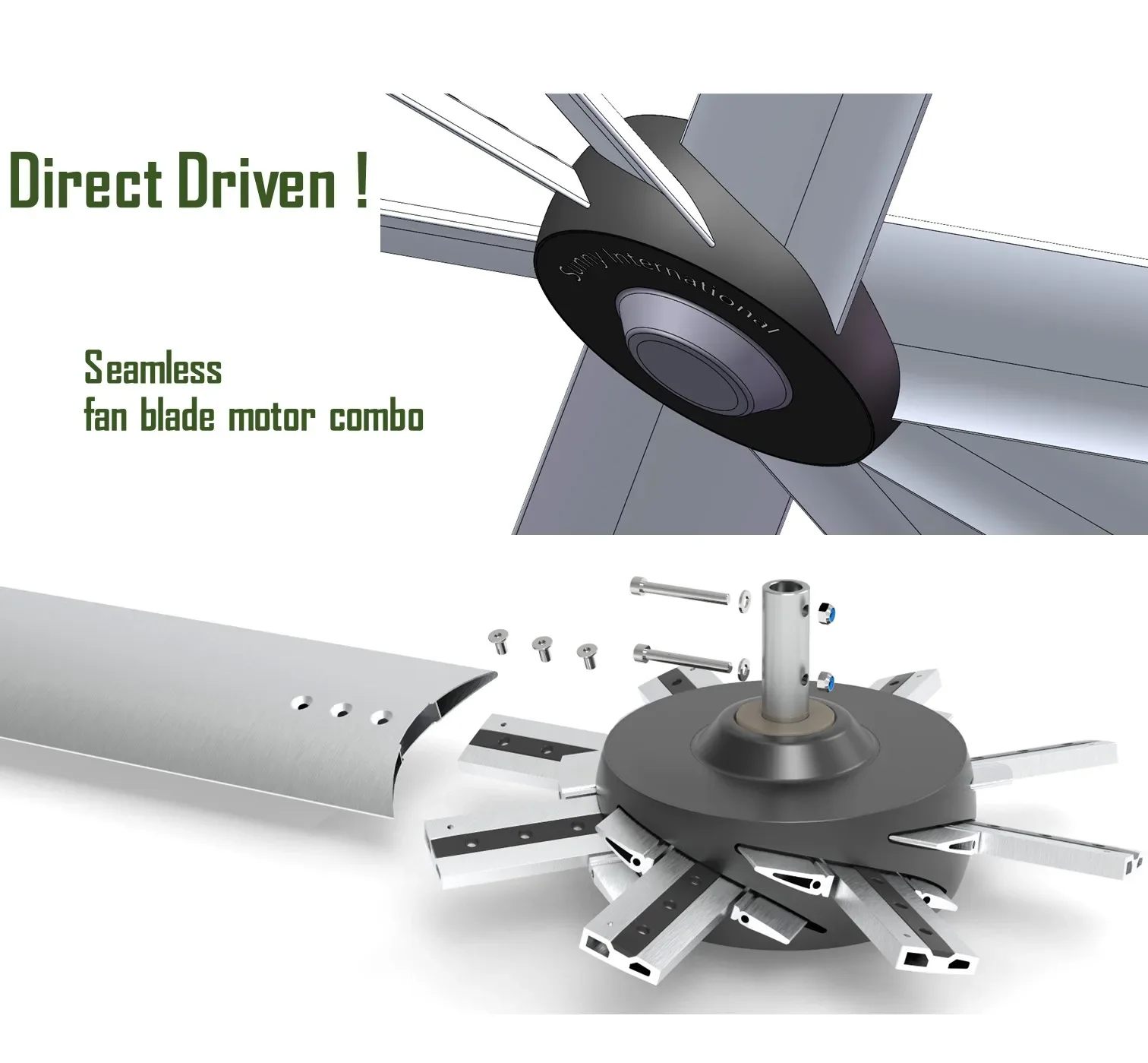 High Efficiency 10ft Large HVLS Ceiling Fan with DC Solar Power for Warehouse & Industrial Ventilation