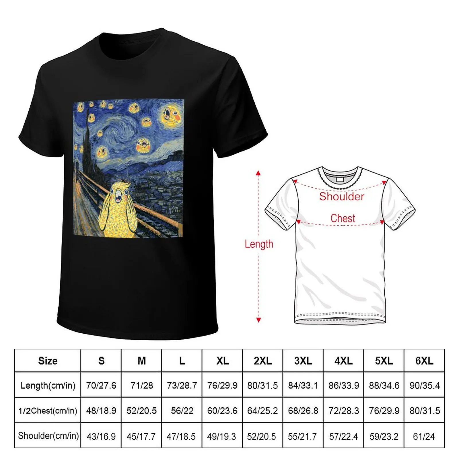 Cockatiel Starry Night - Van Gogh and Munch Birbs Parody T-Shirt black t shirt mens graphic t-shirts funny