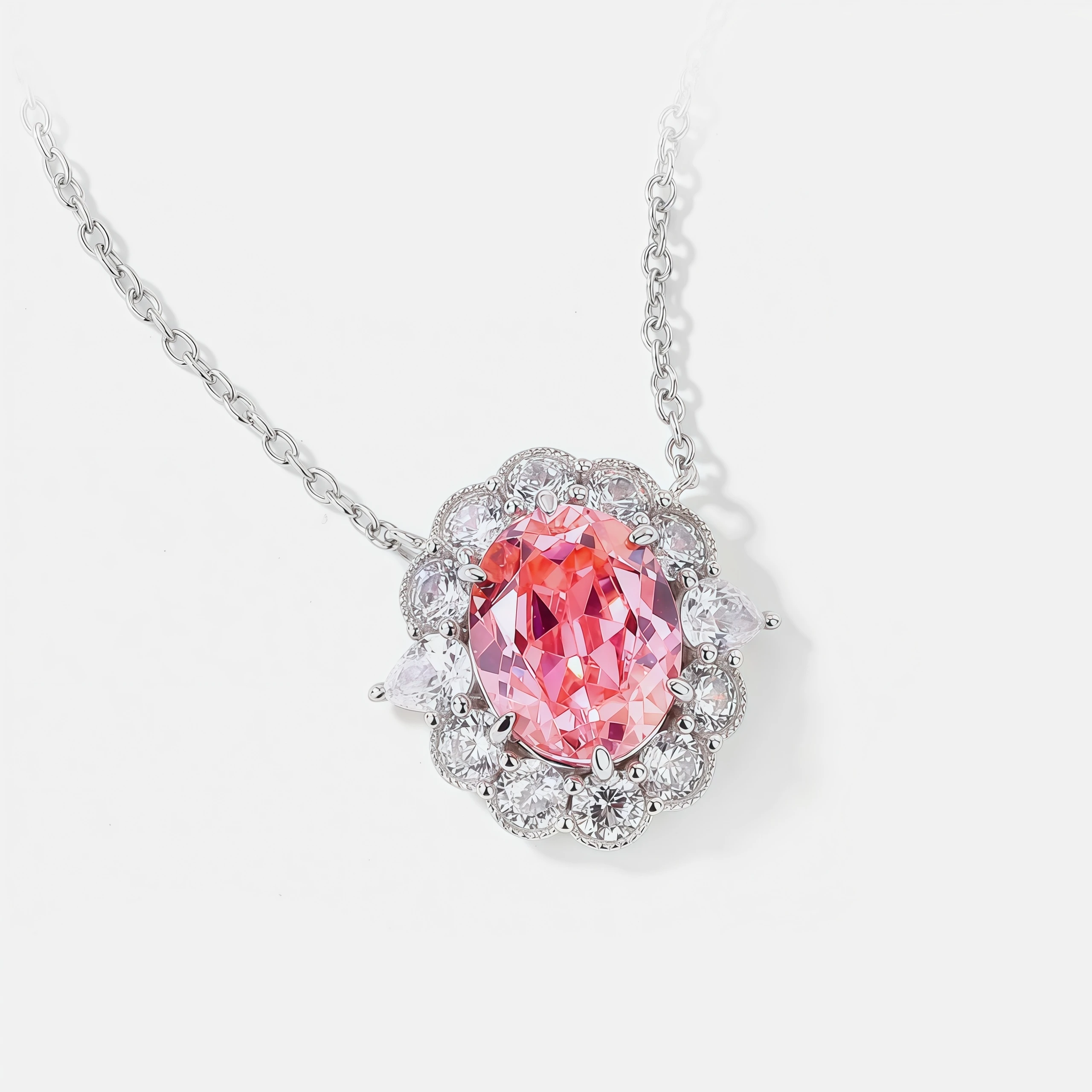 WINKIN WINSIN العلامة التجارية MST S925 الفضة النقية المرأة قلادة مطلي مع البلاتين عالية الجودة الوردي قلادة مجوهرات