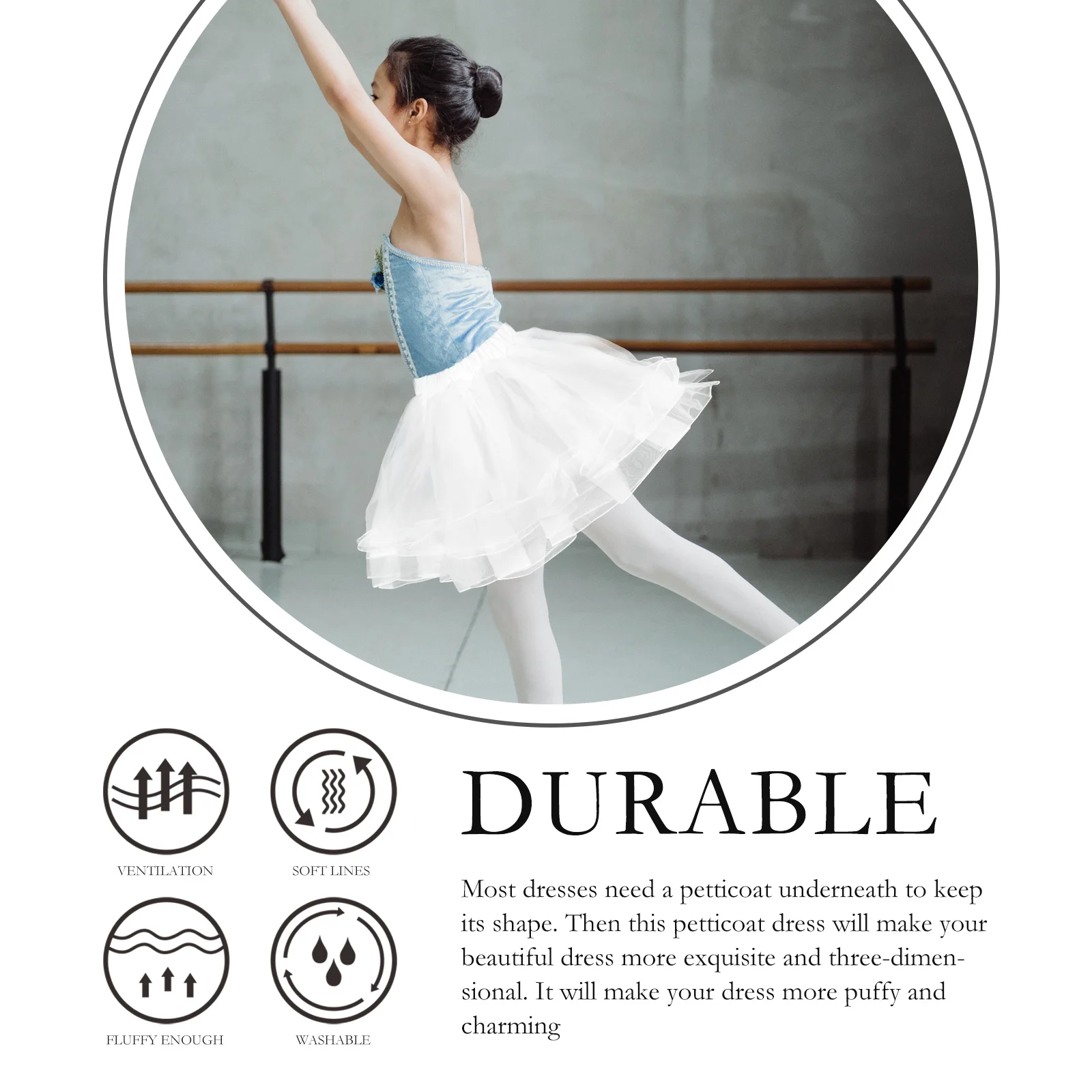 

Elastic Waist Girls Petticoat Underskirt Layered Design for Wedding Lolita Dresses Highgrade Material Comfortable Supple