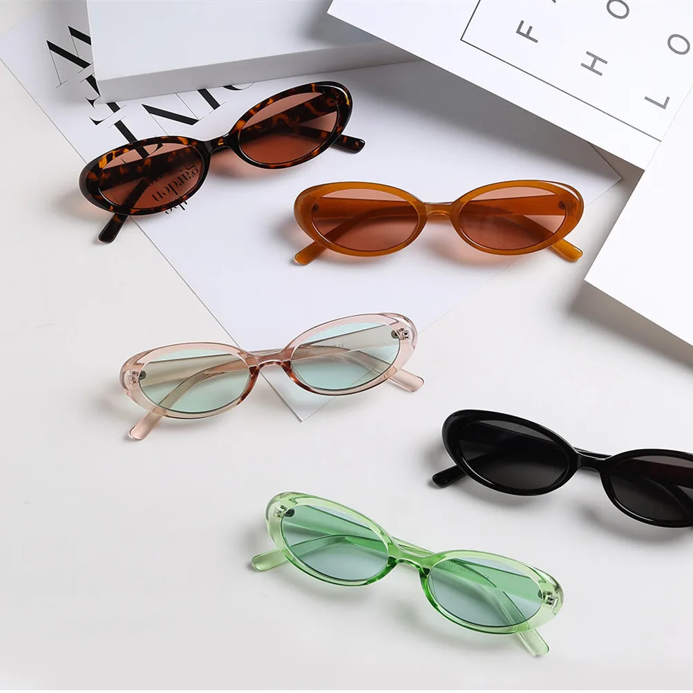 Elliptical cat eye black sunglasses for women, retro and trendy European and American bloggers, new sunglasses