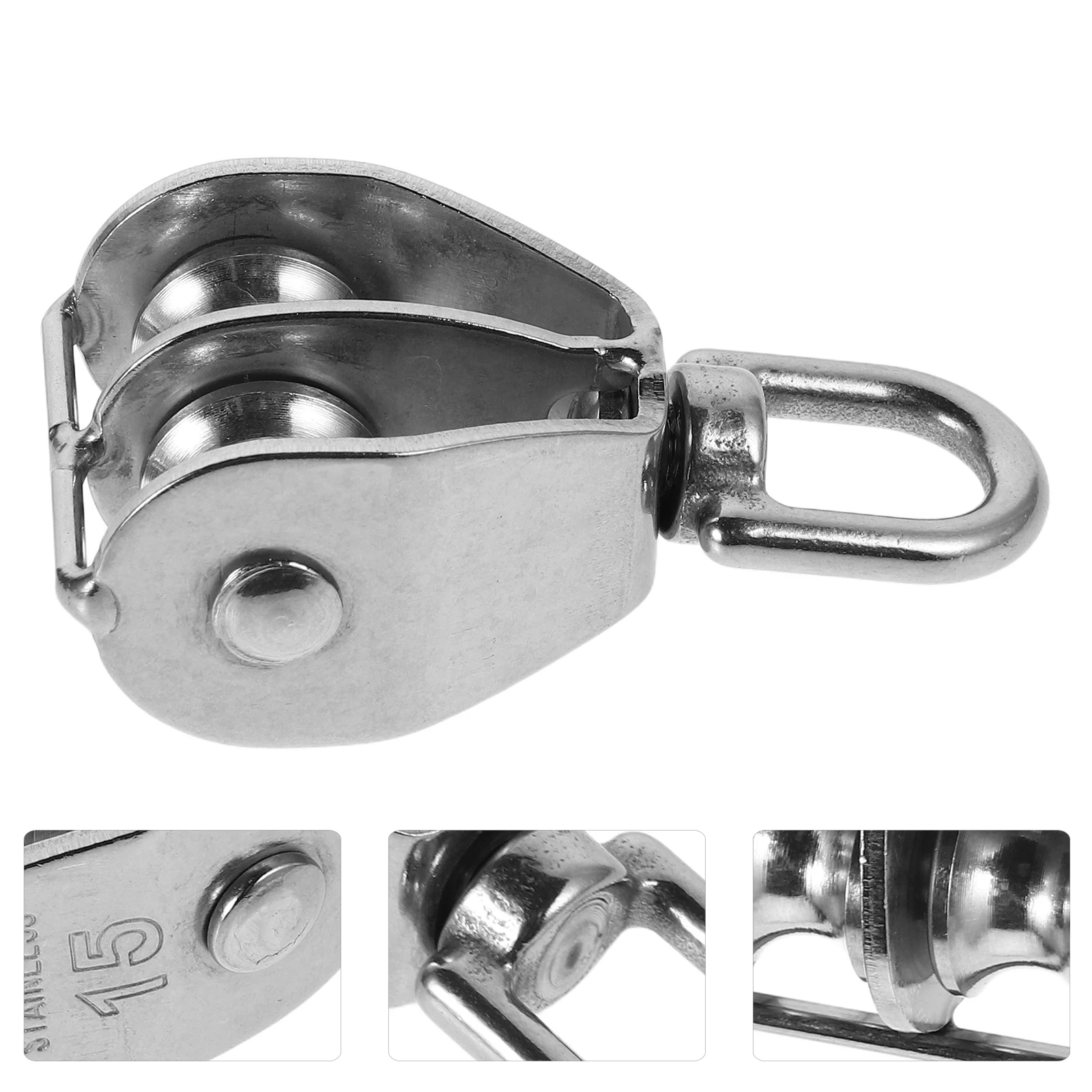 

1pc Stainless Steel Heavy Duty Wheel Marine Lifting Accessories Dual Pulley System For Boat Dock Fishing Rope Pulley Block High