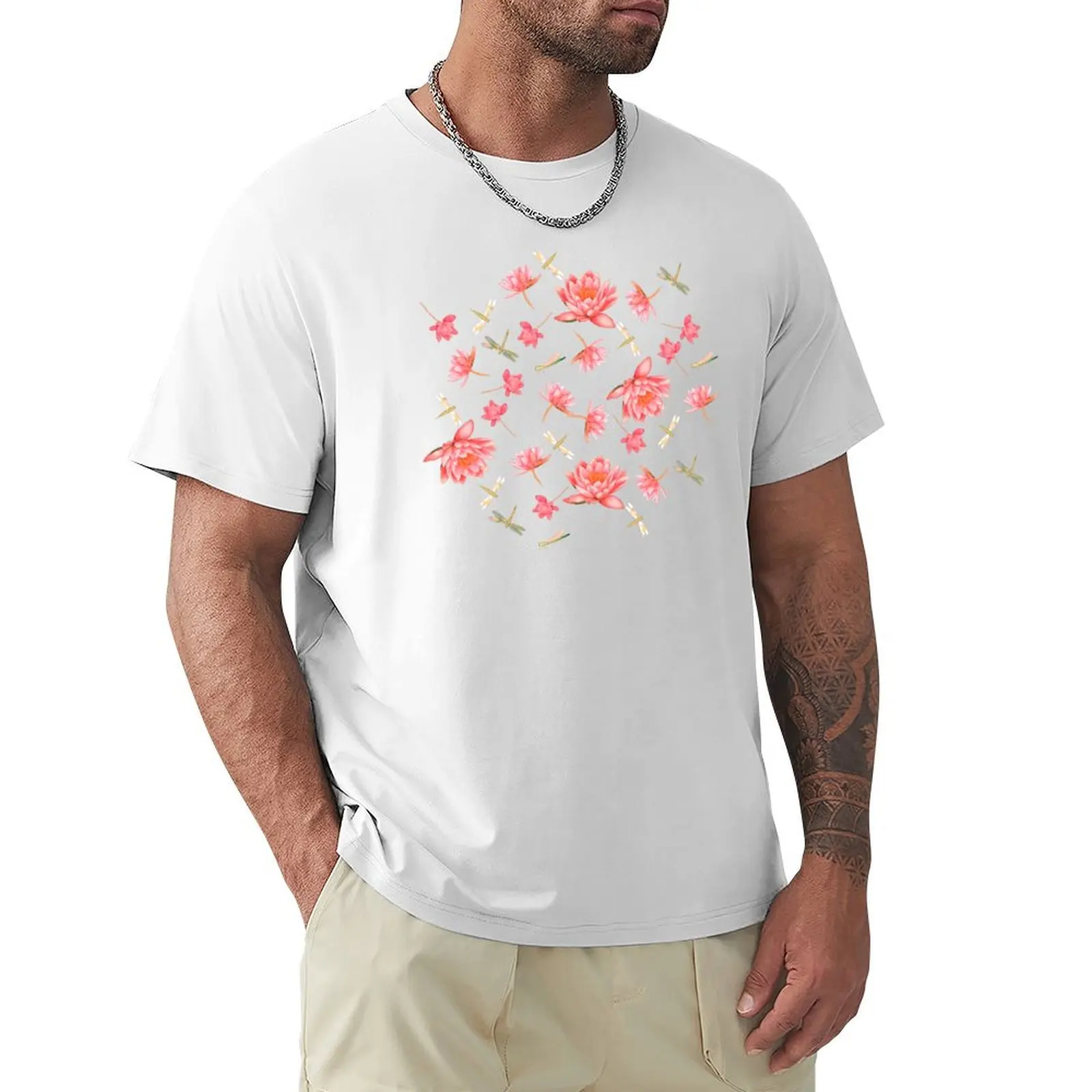 Water Lilies & dragonflies at sunset T-shirt sublime for a boy hippie clothes men workout shirt