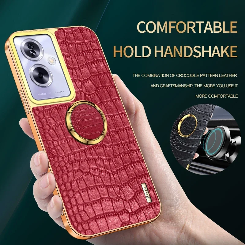 

Magnetic Ring Holder Stand Cover Cases for OnePlus Nord N30 N20 SE N300 Plating Crocodile PU Leather Soft Shockproof Phone Case