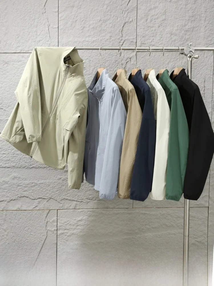 

Seamless Quality Jacket for Men Breathable Lightweight Spring Summer UPF50 Sun Protection Elastic Fabric Casual Style Zipper ...