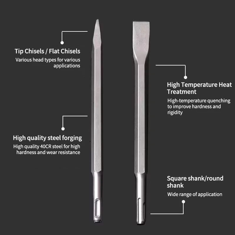 Chowmaster SDS PLUS Shank Point Flat Wide Electric Hammer Chisel Bit for Wall Concrete Impact Drill Elbow Widening Drill Bit