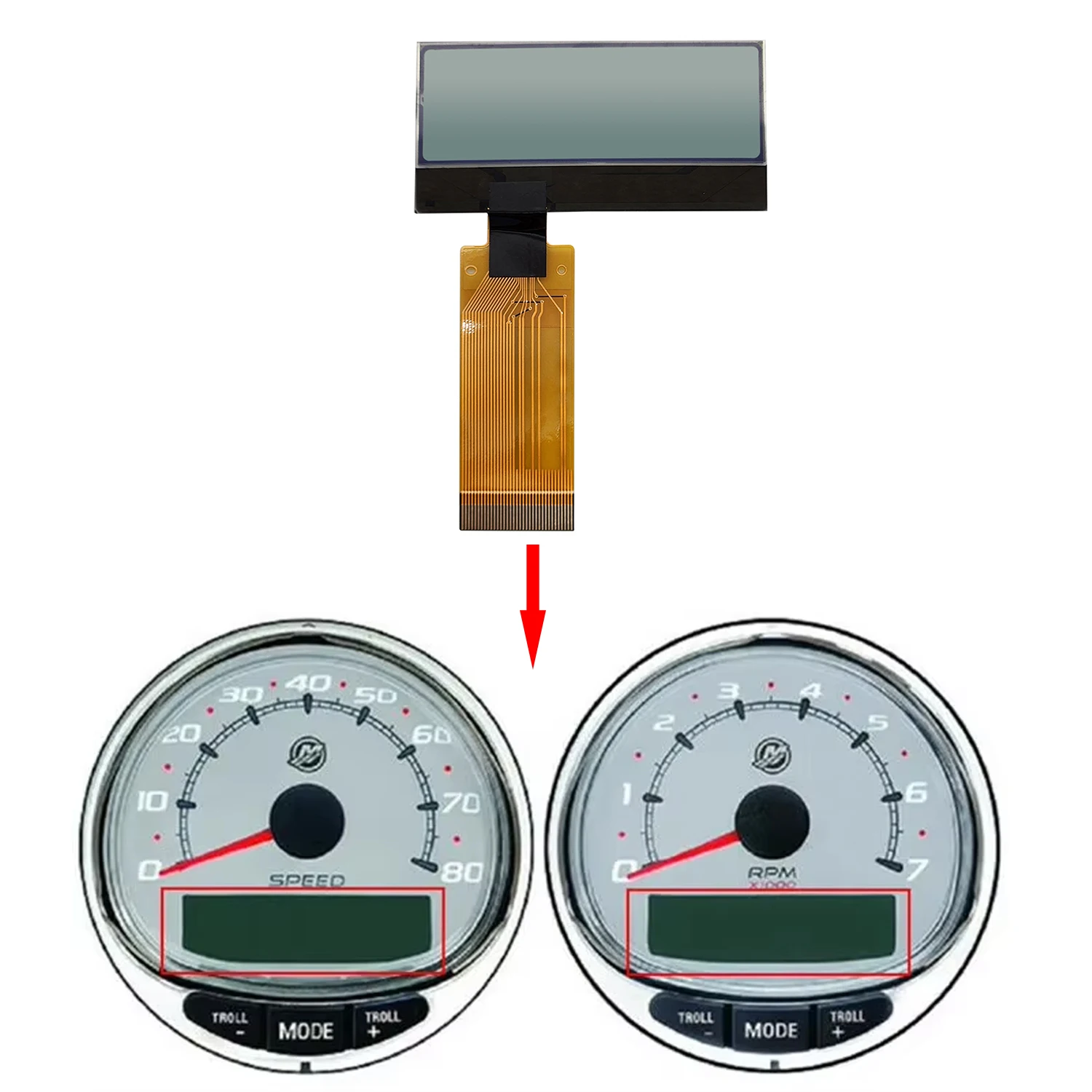LCD Display For Mercury Smartcraft SC1000 Speedometer Tachometer Multifunction Gauge 1999--2018 Dashboard Repair