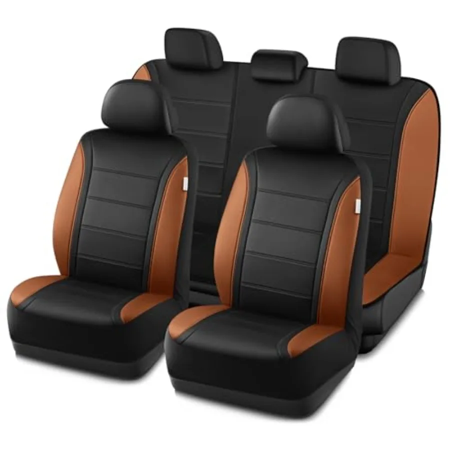 

Leather Seat Covers Breathable Car Seat Covers Full Set for Men Airbag Compatible Automotive Seat Covers Set Universal Fit Most