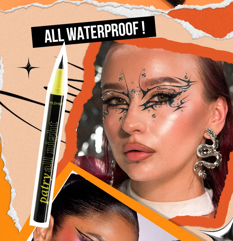 สีสันอายไลเนอร์กันน้ํากันน้ํา 4 สี Fine Tip Quick Dry Smudge Proof Party แต่งหน้า
