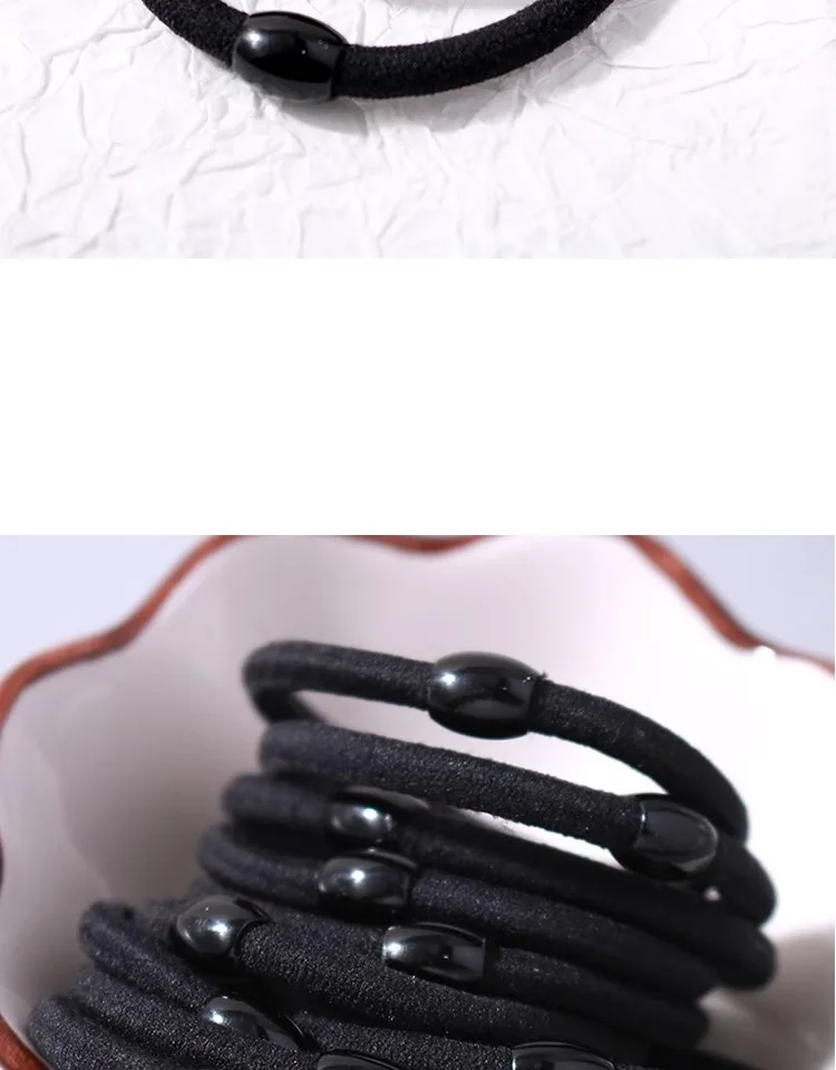 100/200 Stück Verstärkte Hochelastische Schwarze Haargummis für Damen, Stilvolle Einfache Haarbänder, Langlebige Haarbänder für Erwachsene – Detail 10