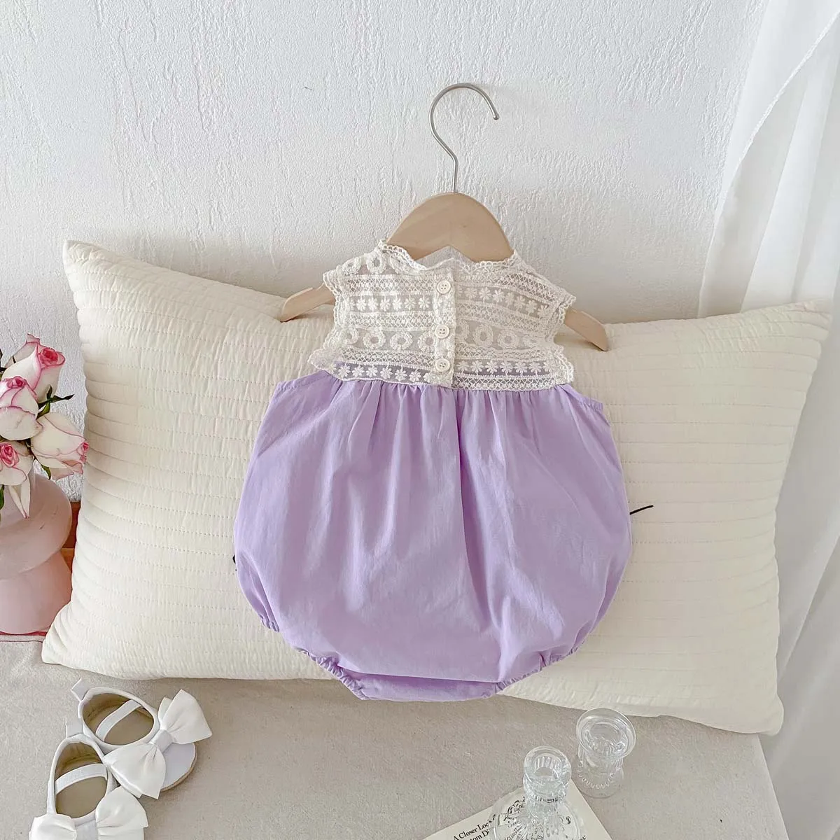 Summer Newborn Outfit Baby Romper Lace Breathable Sleeveless Baby Girl Bodysuit 0-2 Years Old