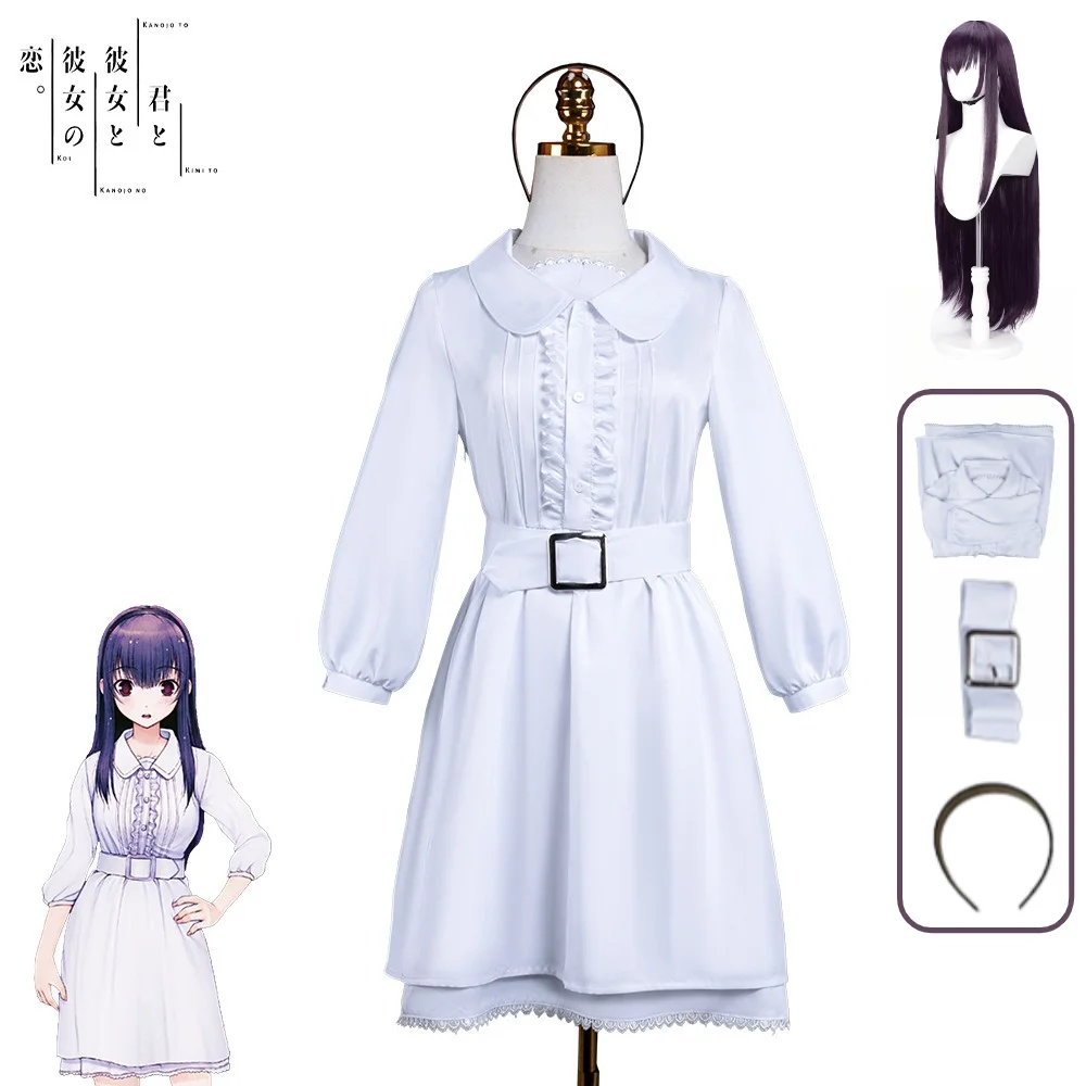 

Miyuki Sone Cosplay Gal YOU and ME and HER: A Love Story Costume White Dress Casual Dress Uniform Wig for Game Anime Role Play